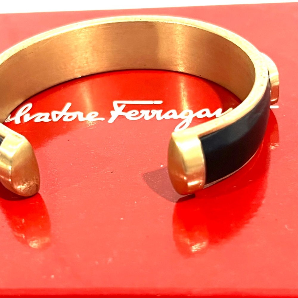 Salvatore Ferragamo Leather and Gold Vara Cuff - Picture 5 of 7